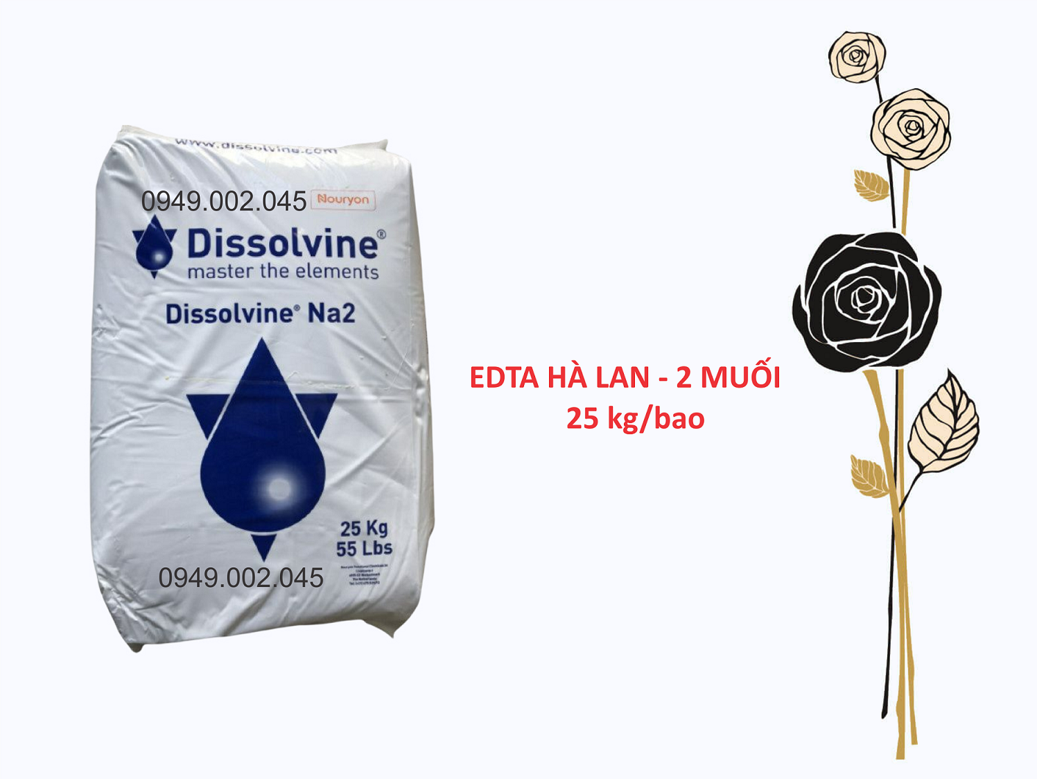 Dissolvine Na2 EDTA Hà Lan 2 muối giúp khử phèn ao nuôi